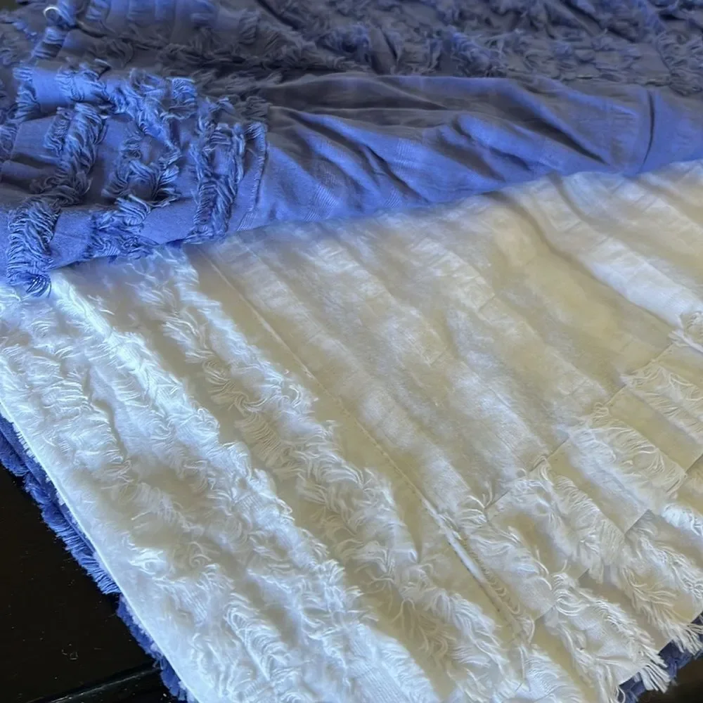 Pottery Barn Teen Textural Ombre Curtain  Marine Blue Color